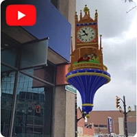 Birks clock with youtube logo superimposed in the top left