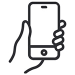 Outline of a person holding a mobile phone